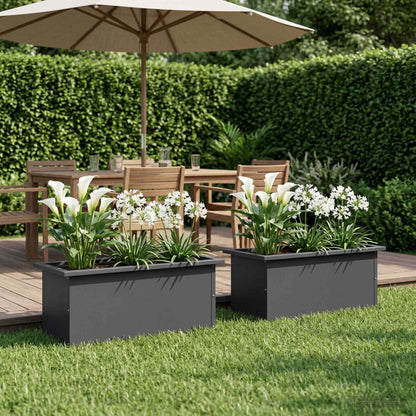 vidaXL Garden Planter with LED 2 pcs Black 30 x 60 x 30 cm Steel