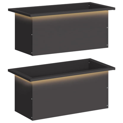 vidaXL Garden Planter with LED 2 pcs Black 30 x 60 x 30 cm Steel