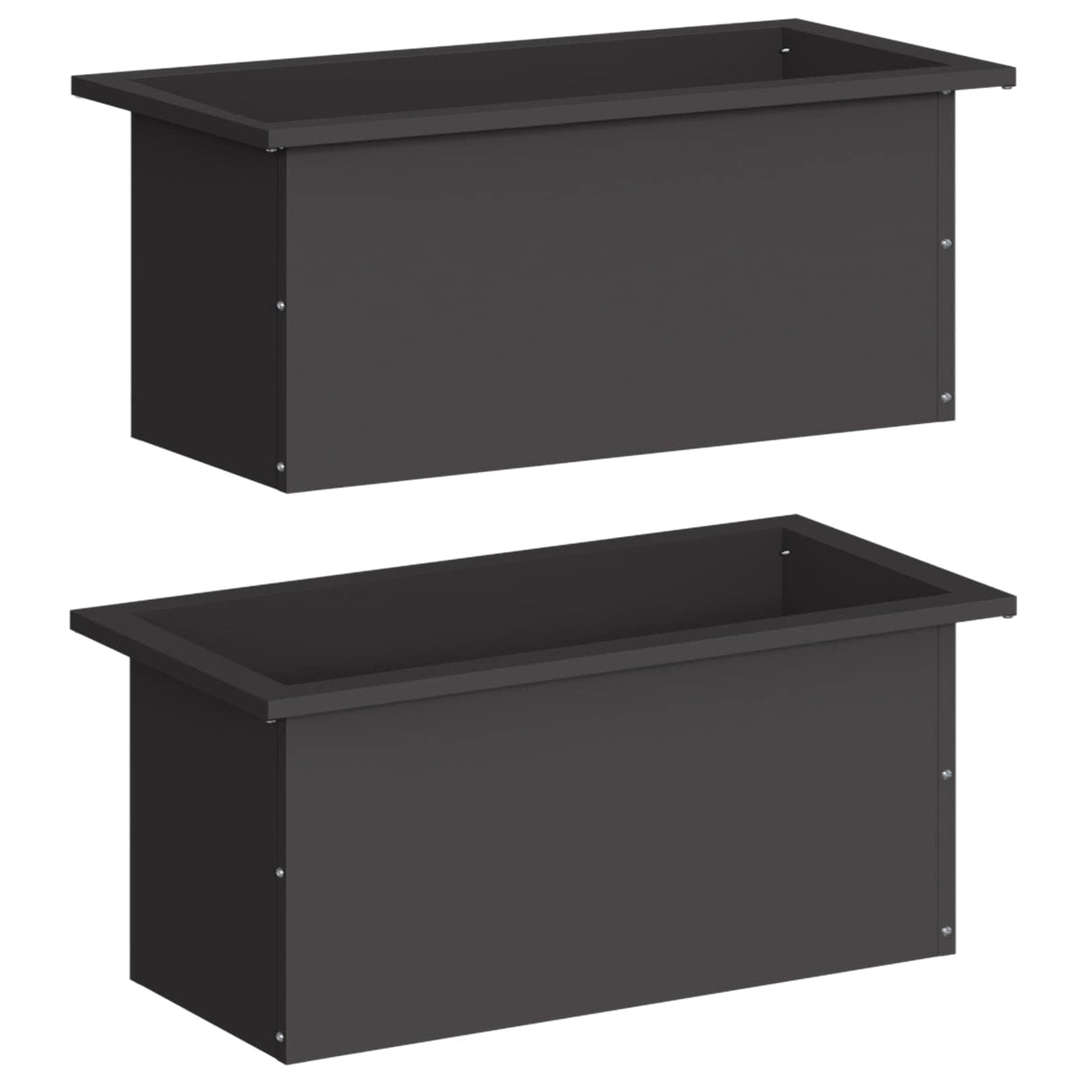vidaXL Garden Planter with LED 2 pcs Black 30 x 60 x 30 cm Steel