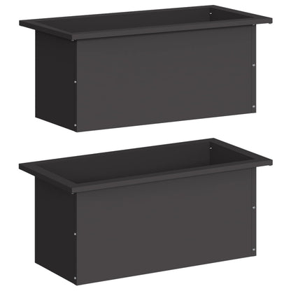 vidaXL Garden Planter with LED 2 pcs Black 30 x 60 x 30 cm Steel