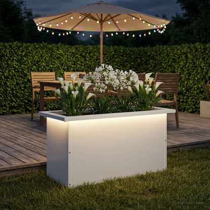 vidaXL Garden Planter with LED White 30 x 60 x 30 cm Steel
