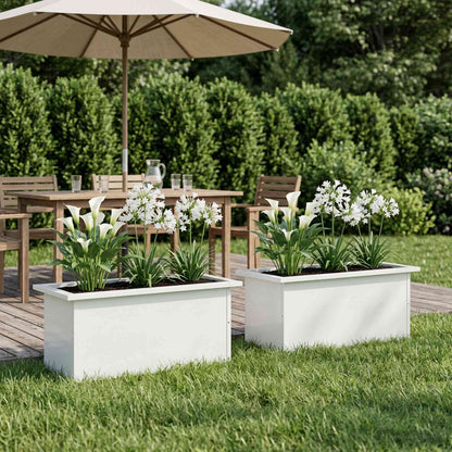 vidaXL Garden Planter with LED 2 pcs White 30 x 60 x 30 cm Steel