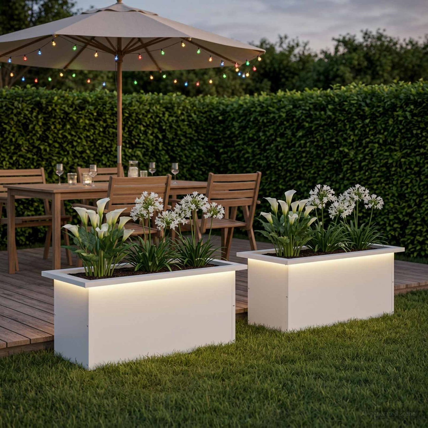 vidaXL Garden Planter with LED 2 pcs White 30 x 60 x 30 cm Steel