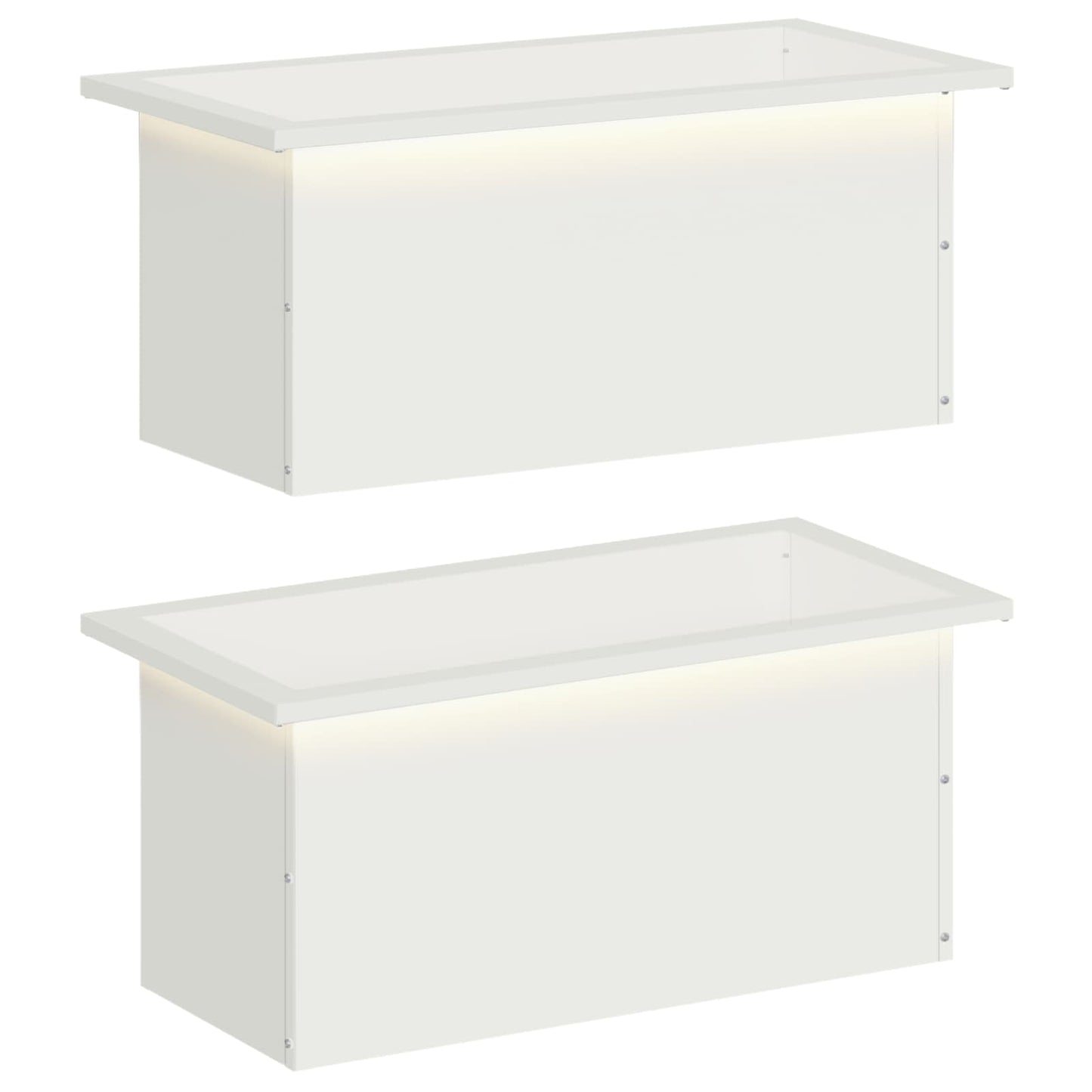 vidaXL Garden Planter with LED 2 pcs White 30 x 60 x 30 cm Steel