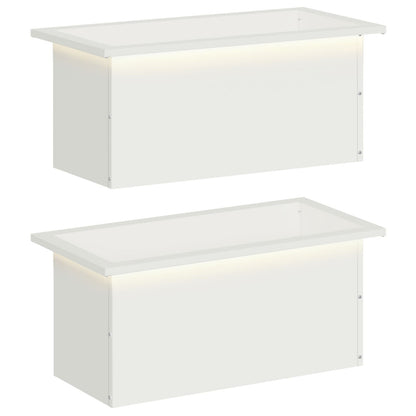 vidaXL Garden Planter with LED 2 pcs White 30 x 60 x 30 cm Steel