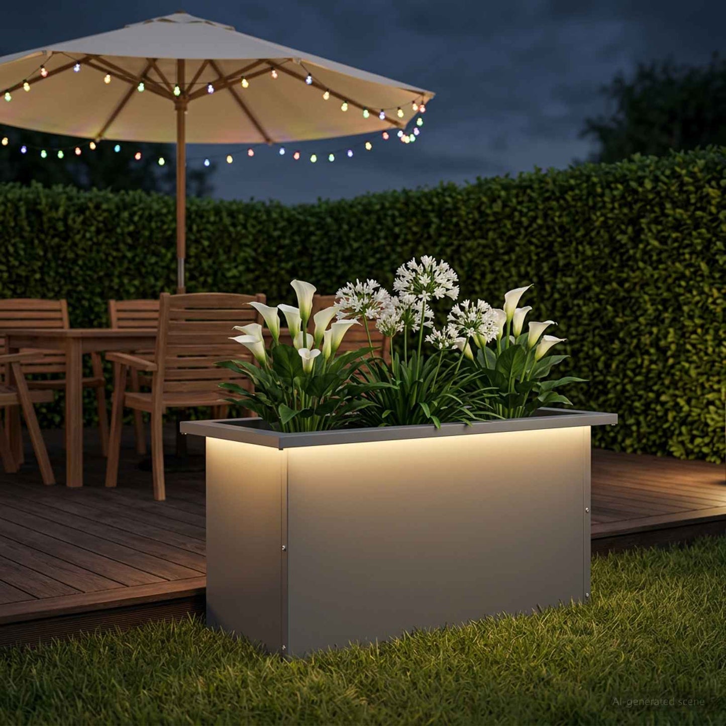 vidaXL Garden Planter with LED Antracite 30 x 60 x 30 cm Steel