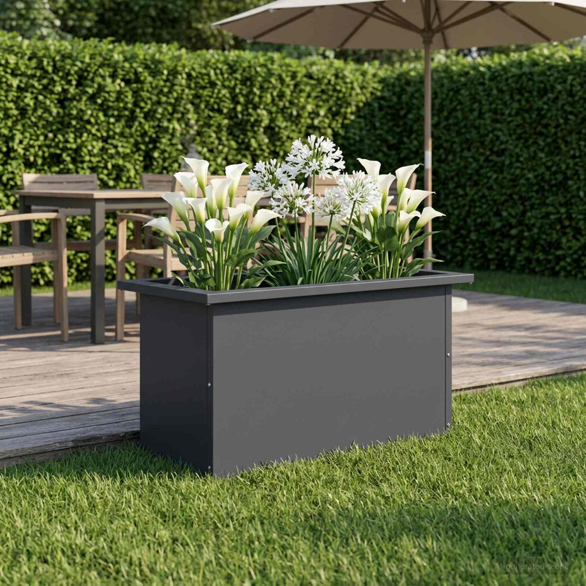 vidaXL Garden Planter with LED Antracite 30 x 60 x 30 cm Steel
