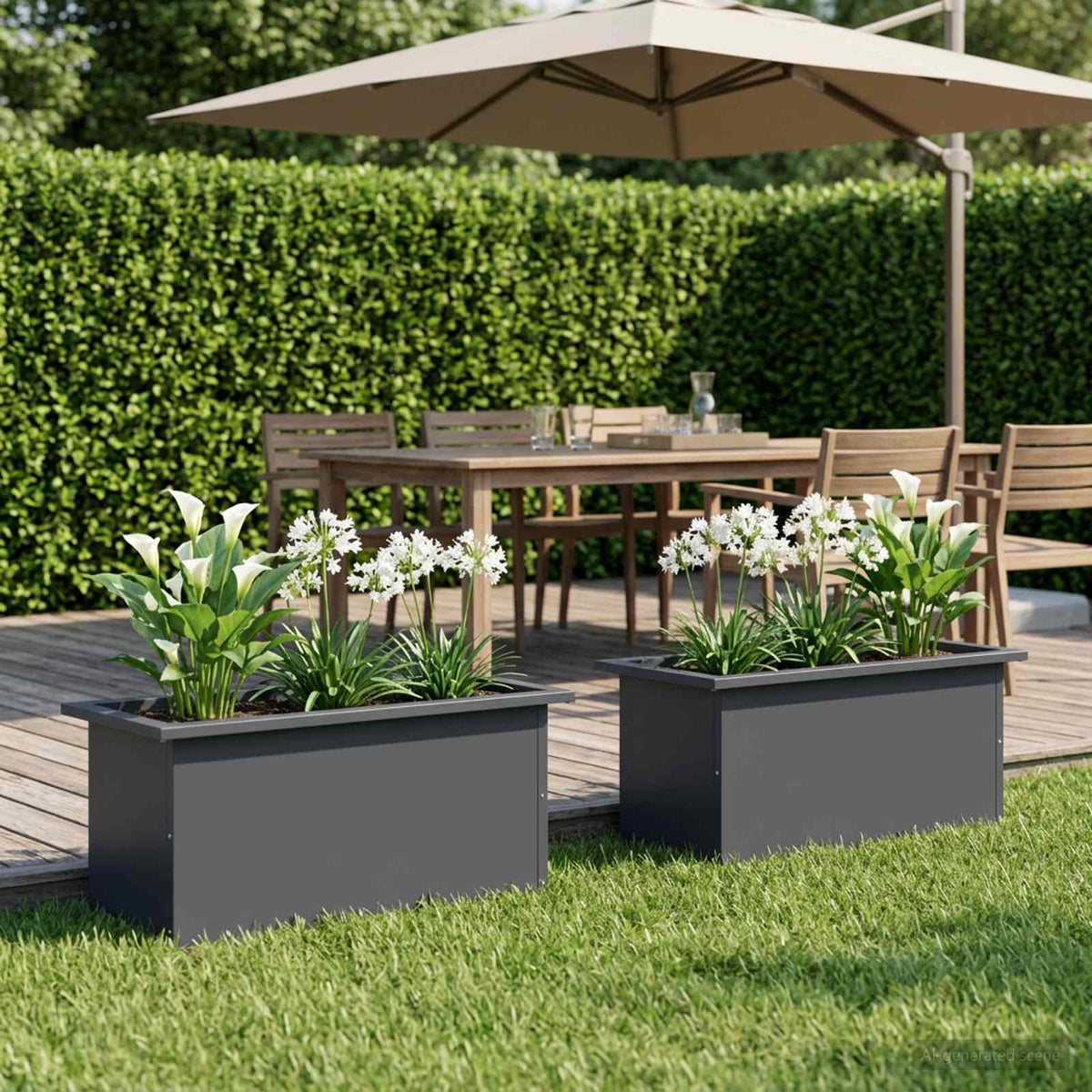 vidaXL Garden Planter with LED 2 pcs Antracite 30 x 60 x 30 cm Steel