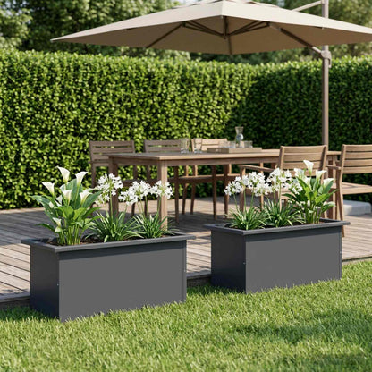 vidaXL Garden Planter with LED 2 pcs Antracite 30 x 60 x 30 cm Steel