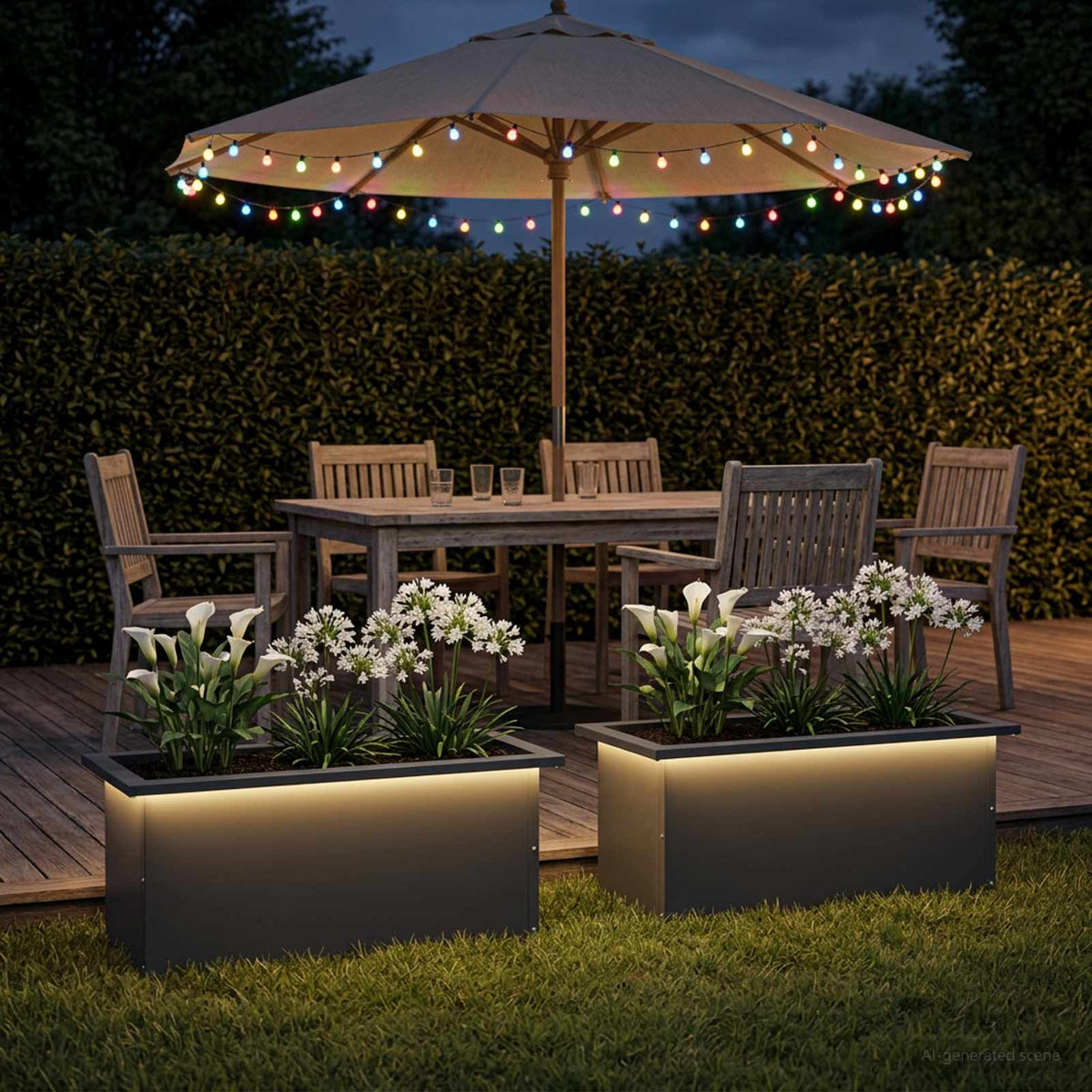 vidaXL Garden Planter with LED 2 pcs Antracite 30 x 60 x 30 cm Steel