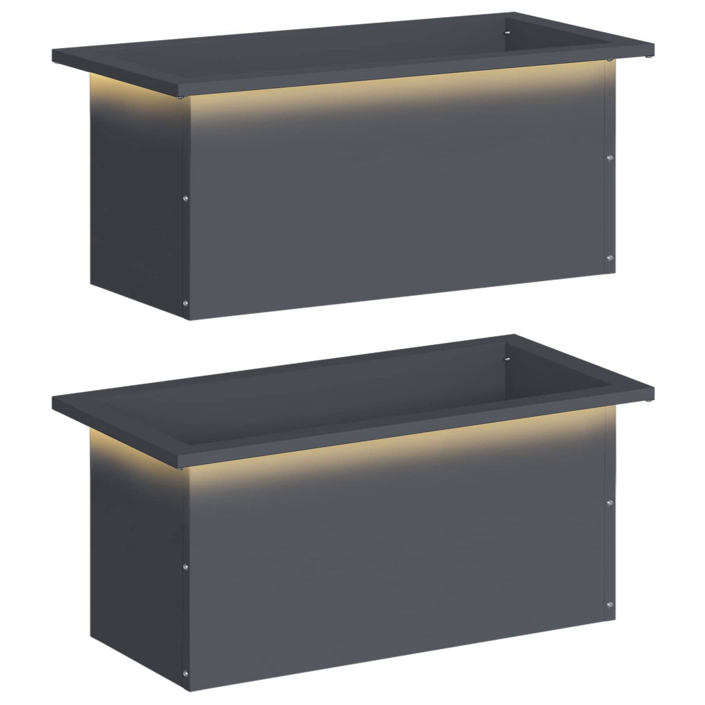 vidaXL Garden Planter with LED 2 pcs Antracite 30 x 60 x 30 cm Steel