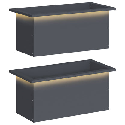vidaXL Garden Planter with LED 2 pcs Antracite 30 x 60 x 30 cm Steel