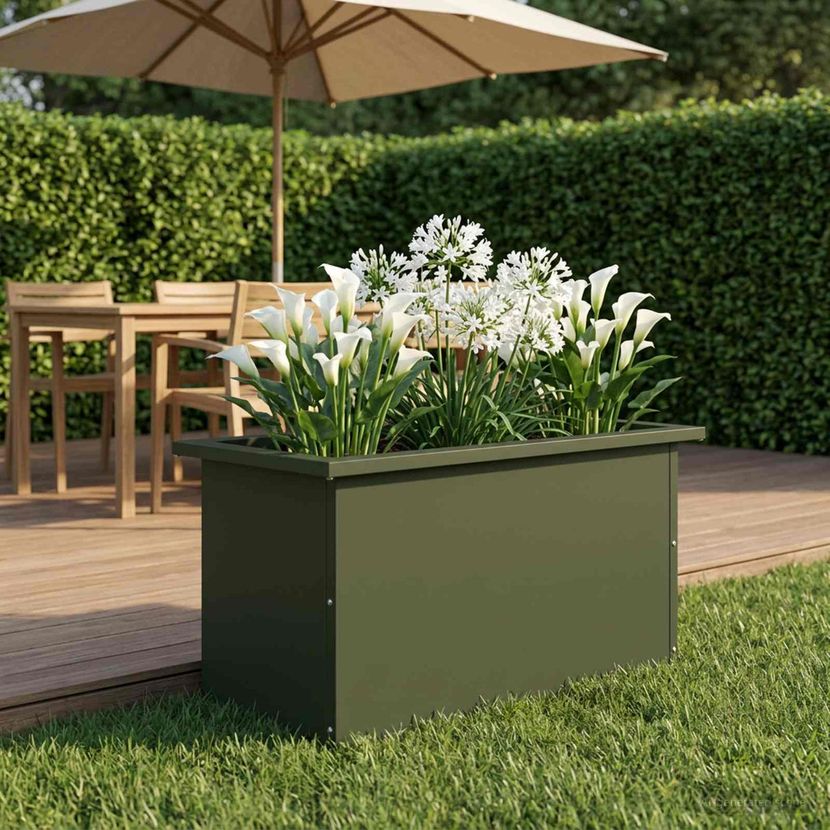 vidaXL Garden Planter with LED Olive Green 30 x 60 x 30 cm Steel