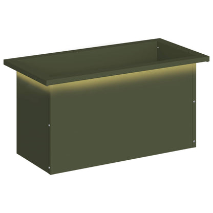 vidaXL Garden Planter with LED Olive Green 30 x 60 x 30 cm Steel