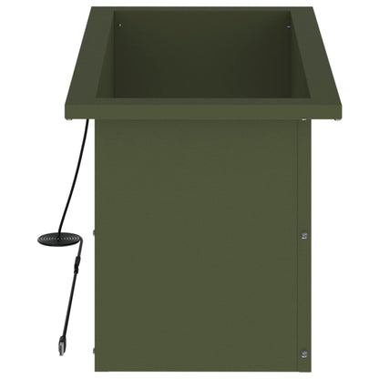 vidaXL Garden Planter with LED Olive Green 30 x 60 x 30 cm Steel