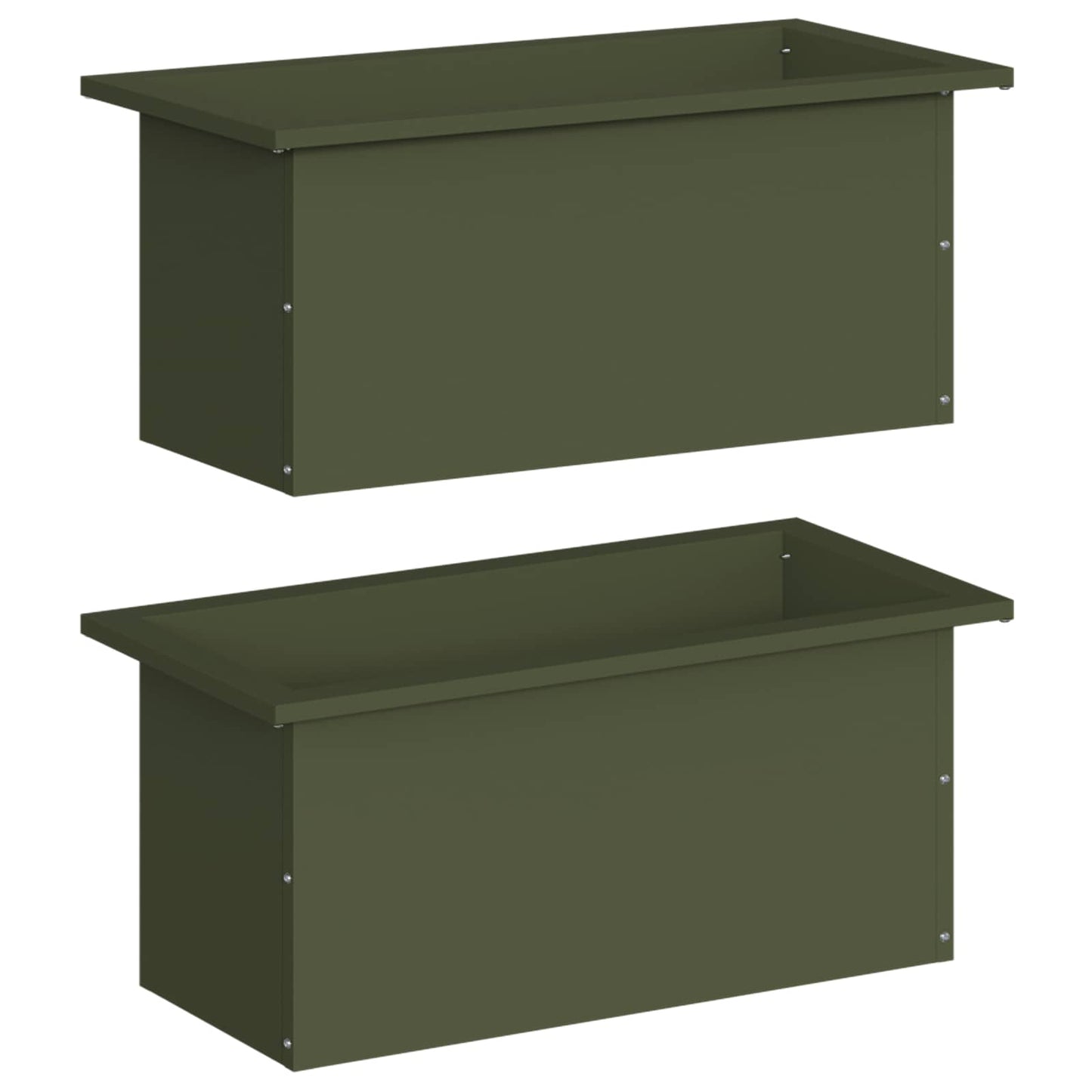 vidaXL Garden Planter with LED 2 pcs Olive Green 30 x 60 x 30 cm Steel