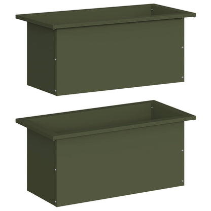 vidaXL Garden Planter with LED 2 pcs Olive Green 30 x 60 x 30 cm Steel