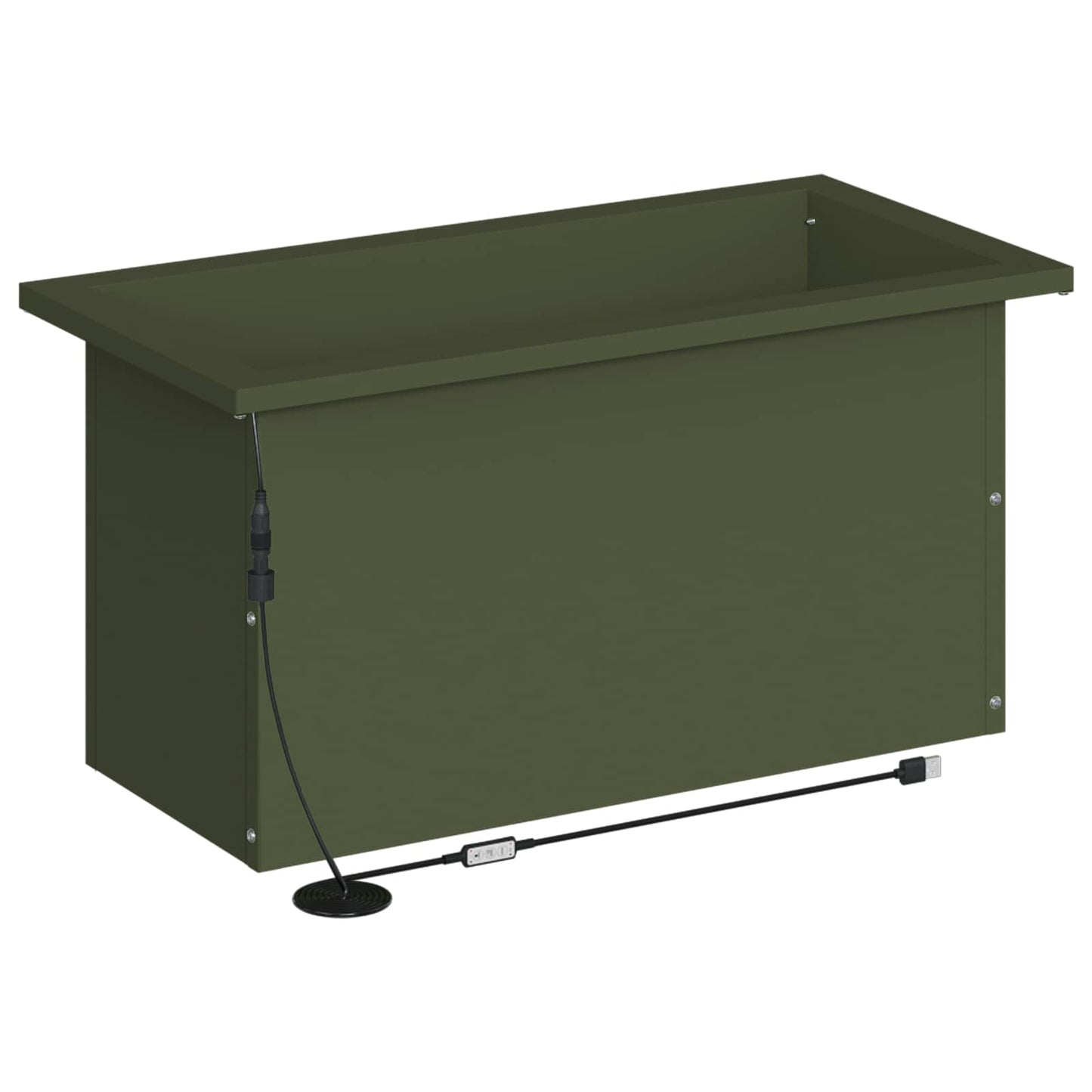 vidaXL Garden Planter with LED 2 pcs Olive Green 30 x 60 x 30 cm Steel