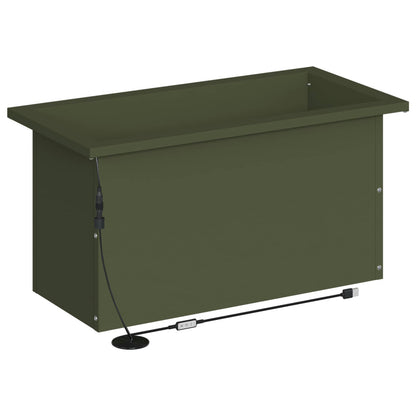vidaXL Garden Planter with LED 2 pcs Olive Green 30 x 60 x 30 cm Steel
