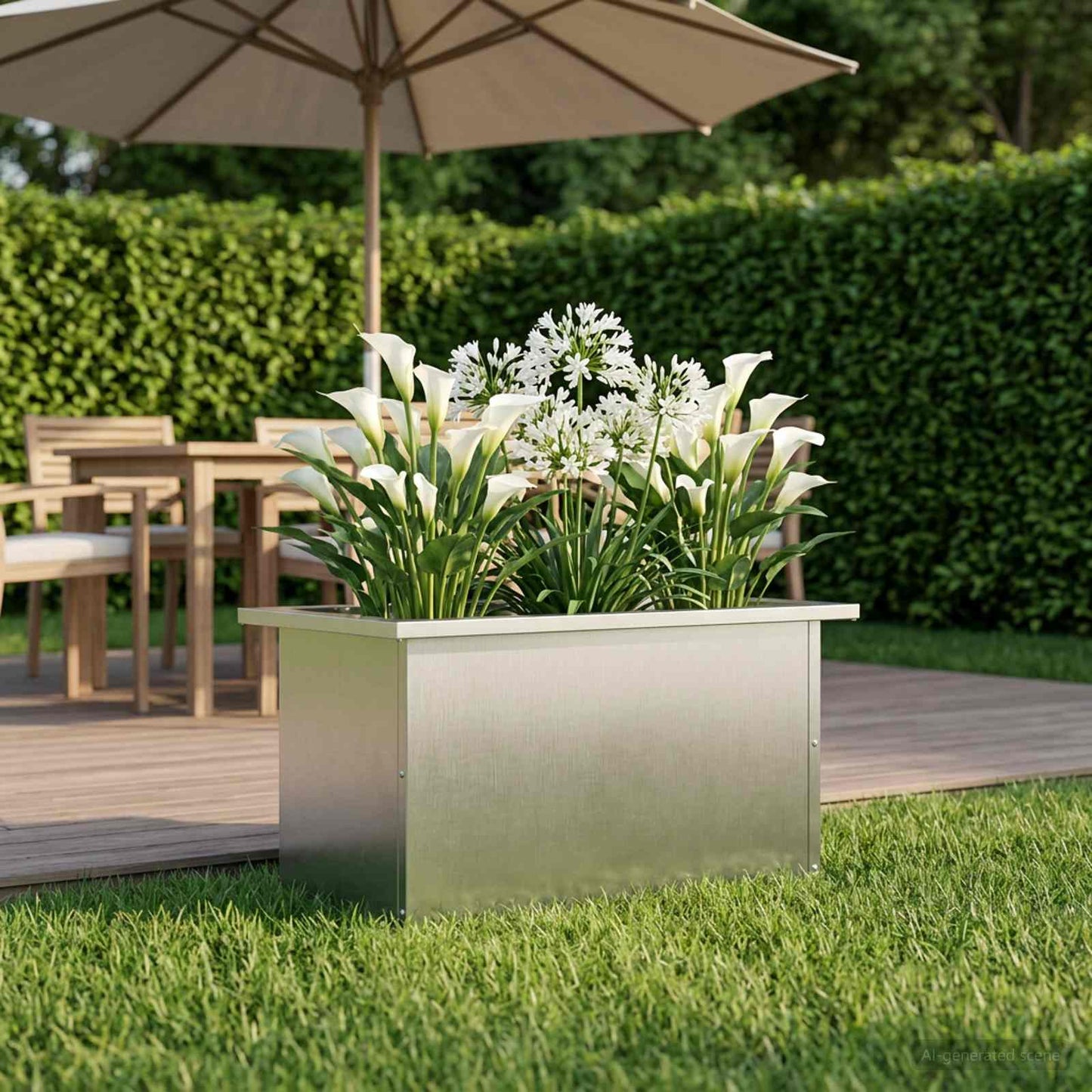 vidaXL Garden Planter with LED Silver 30 x 60 x 30 cm Stainless Steel