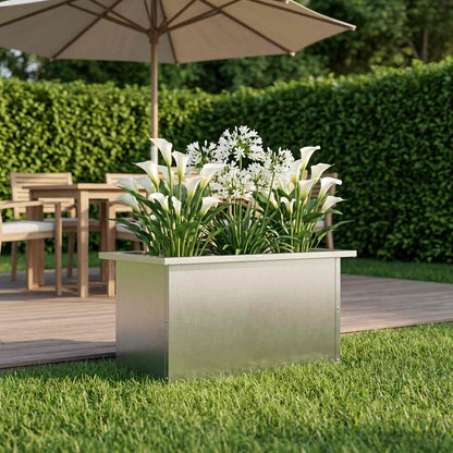 vidaXL Garden Planter with LED Silver 30 x 60 x 30 cm Stainless Steel