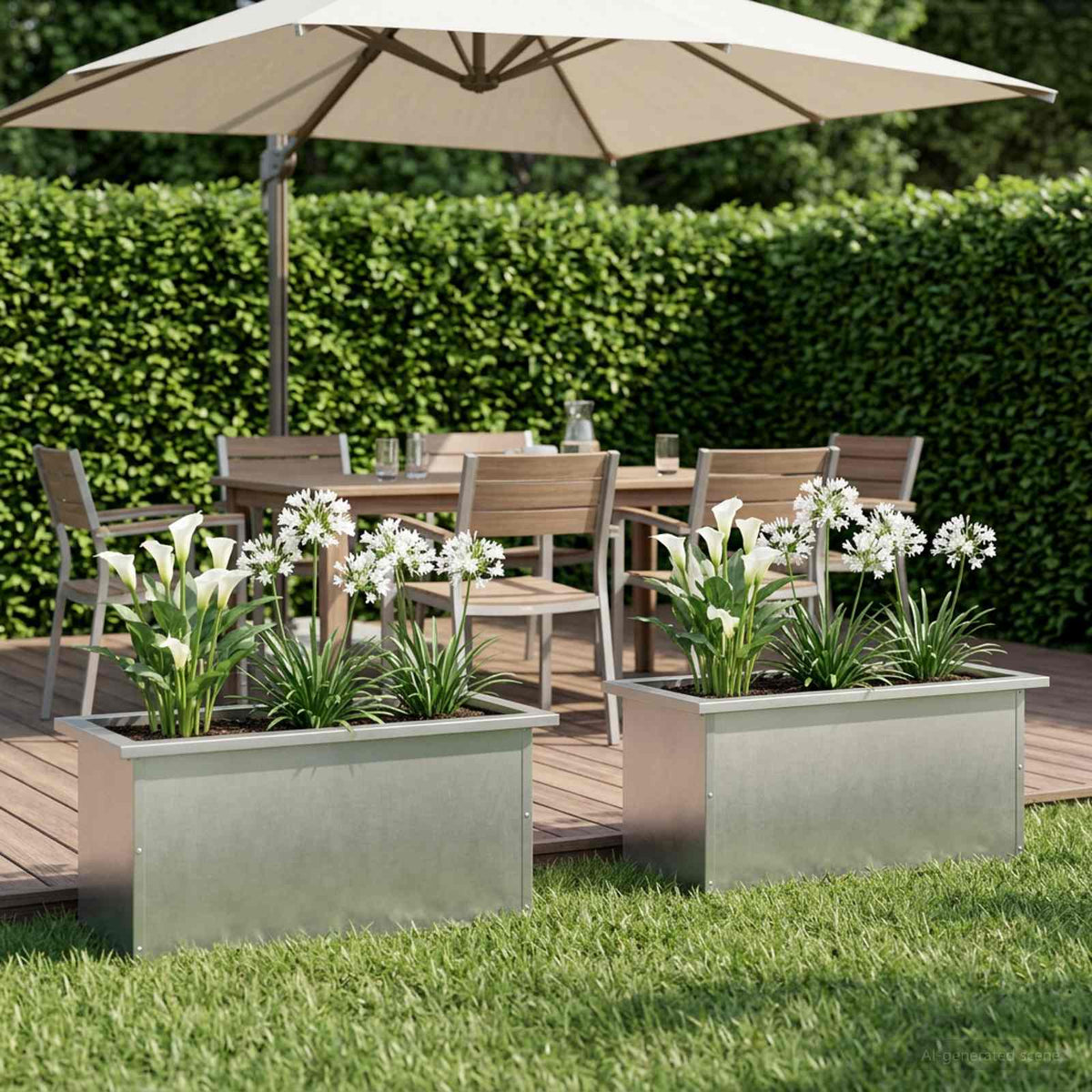 vidaXL Garden Planter with LED 2 pcs Silver 30 x 60 x 30 cm