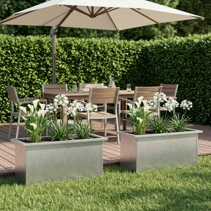 vidaXL Garden Planter with LED 2 pcs Silver 30 x 60 x 30 cm