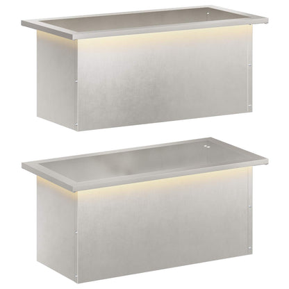 vidaXL Garden Planter with LED 2 pcs Silver 30 x 60 x 30 cm