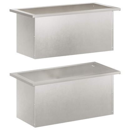 vidaXL Garden Planter with LED 2 pcs Silver 30 x 60 x 30 cm