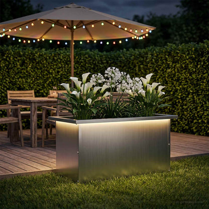 vidaXL Garden Planter with LED Silver 30 x 60 x 30 cm Galvanised Steel