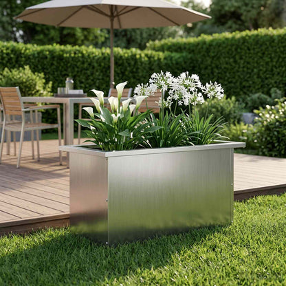 vidaXL Garden Planter with LED Silver 30 x 60 x 30 cm Galvanised Steel