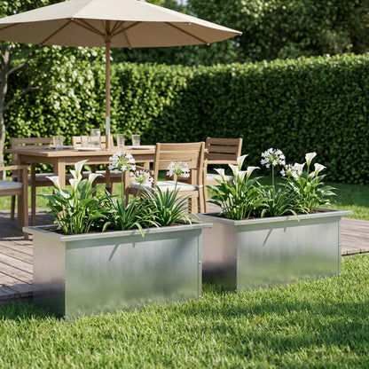 vidaXL Garden Planter with LED 2 pcs Silver 30 x 60 x 30 cm