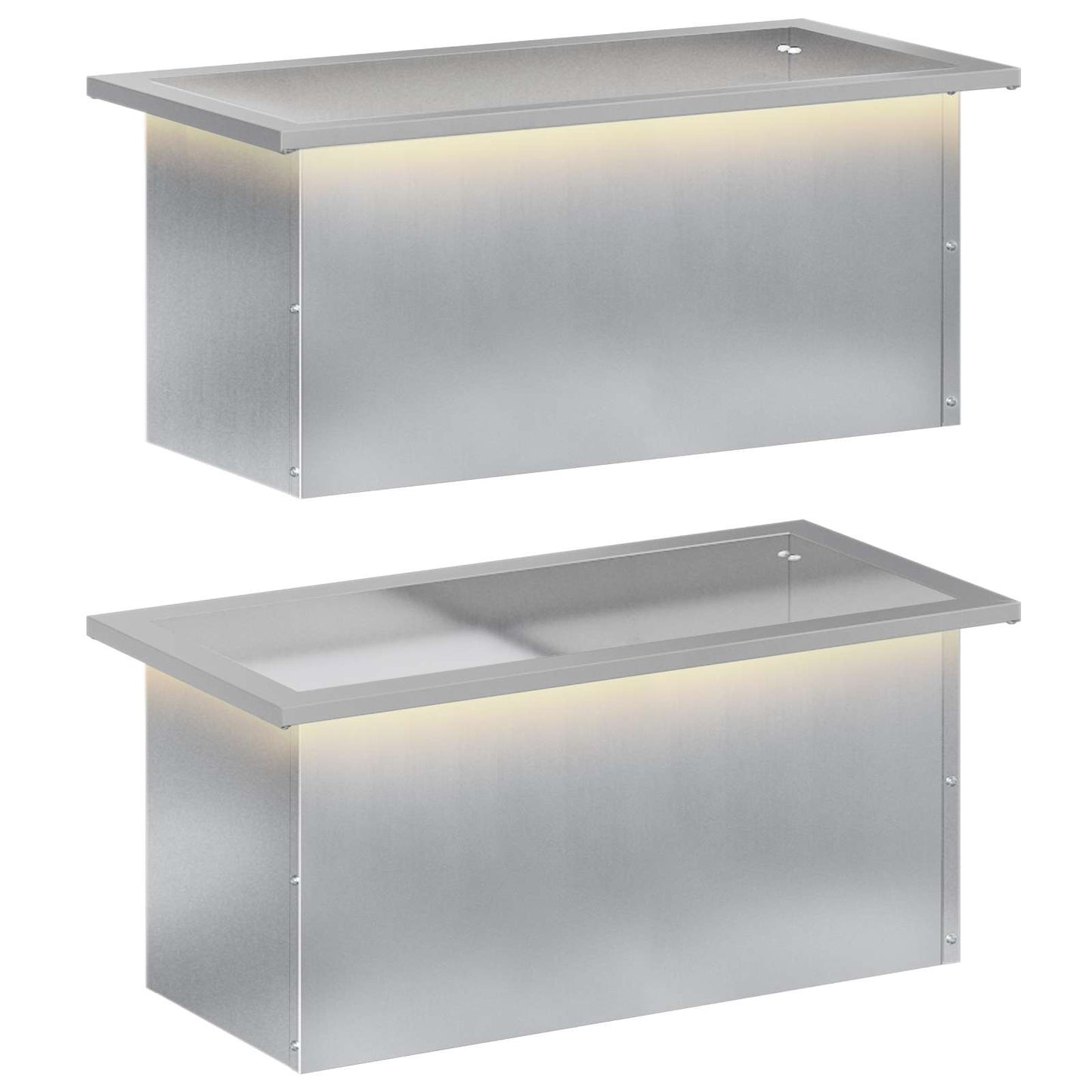 vidaXL Garden Planter with LED 2 pcs Silver 30 x 60 x 30 cm