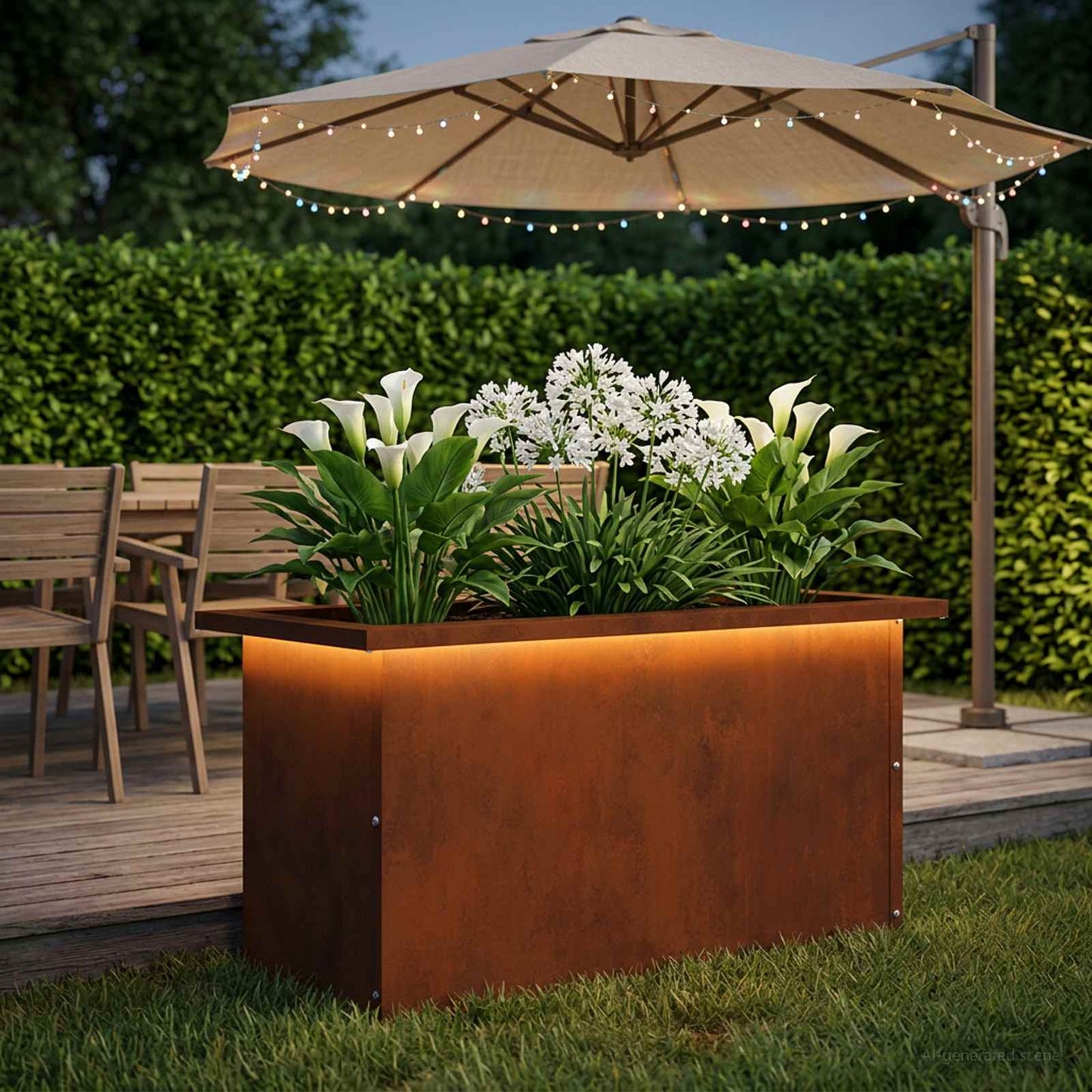 vidaXL Garden Planter with LED Rusty 30 x 60 x 30 cm Weathering Steel