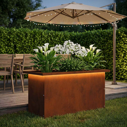 vidaXL Garden Planter with LED Rusty 30 x 60 x 30 cm Weathering Steel