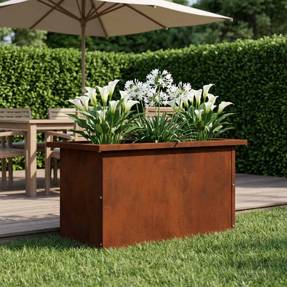vidaXL Garden Planter with LED Rusty 30 x 60 x 30 cm Weathering Steel