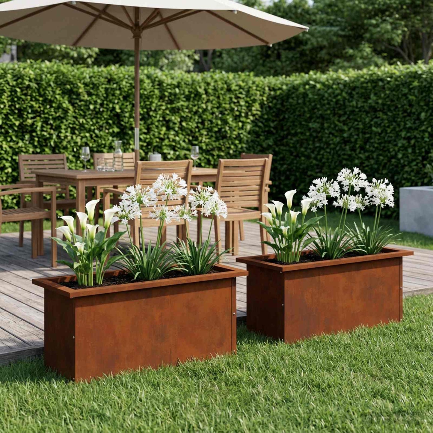 vidaXL Garden Planter with LED 2 pcs Rusty 30 x 60 x 30 cm