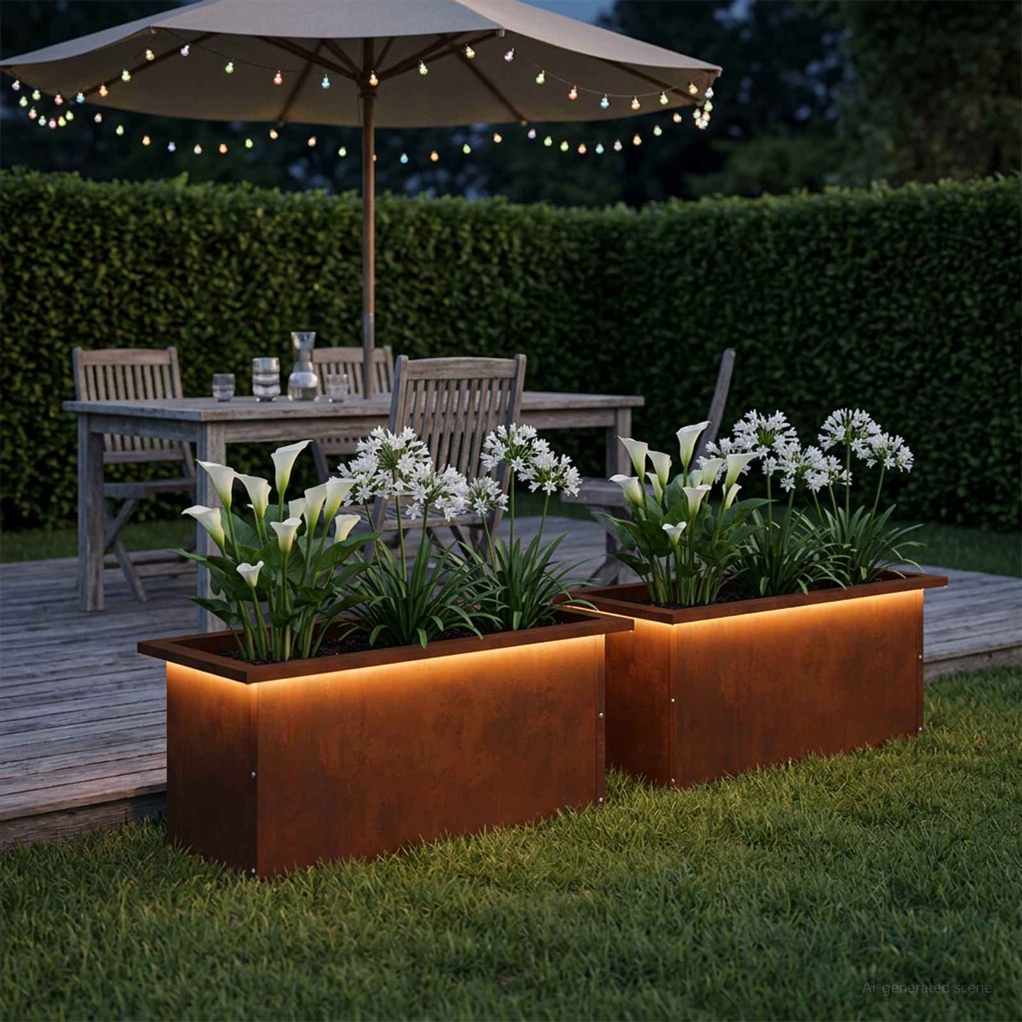 vidaXL Garden Planter with LED 2 pcs Rusty 30 x 60 x 30 cm