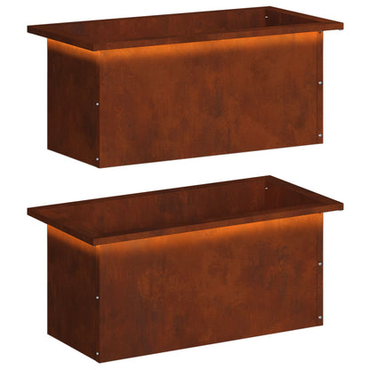vidaXL Garden Planter with LED 2 pcs Rusty 30 x 60 x 30 cm