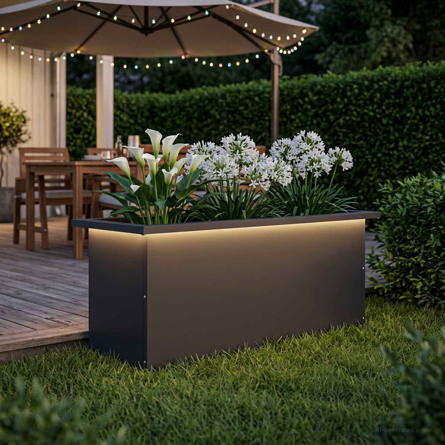 vidaXL Garden Planter with LED Black 30 x 80 x 30 cm Steel