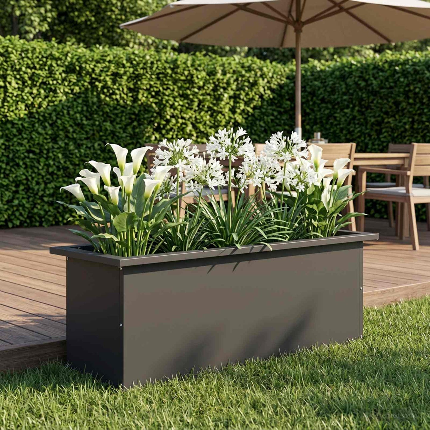 vidaXL Garden Planter with LED Black 30 x 80 x 30 cm Steel