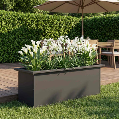 vidaXL Garden Planter with LED Black 30 x 80 x 30 cm Steel