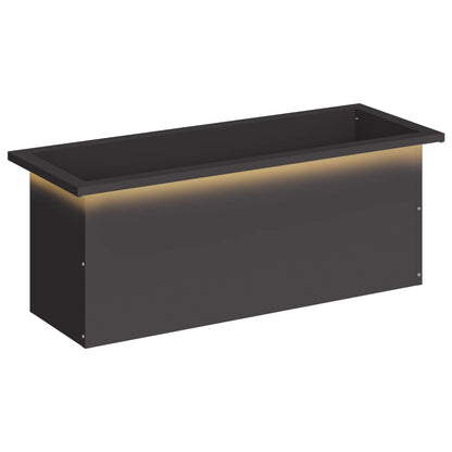 vidaXL Garden Planter with LED Black 30 x 80 x 30 cm Steel