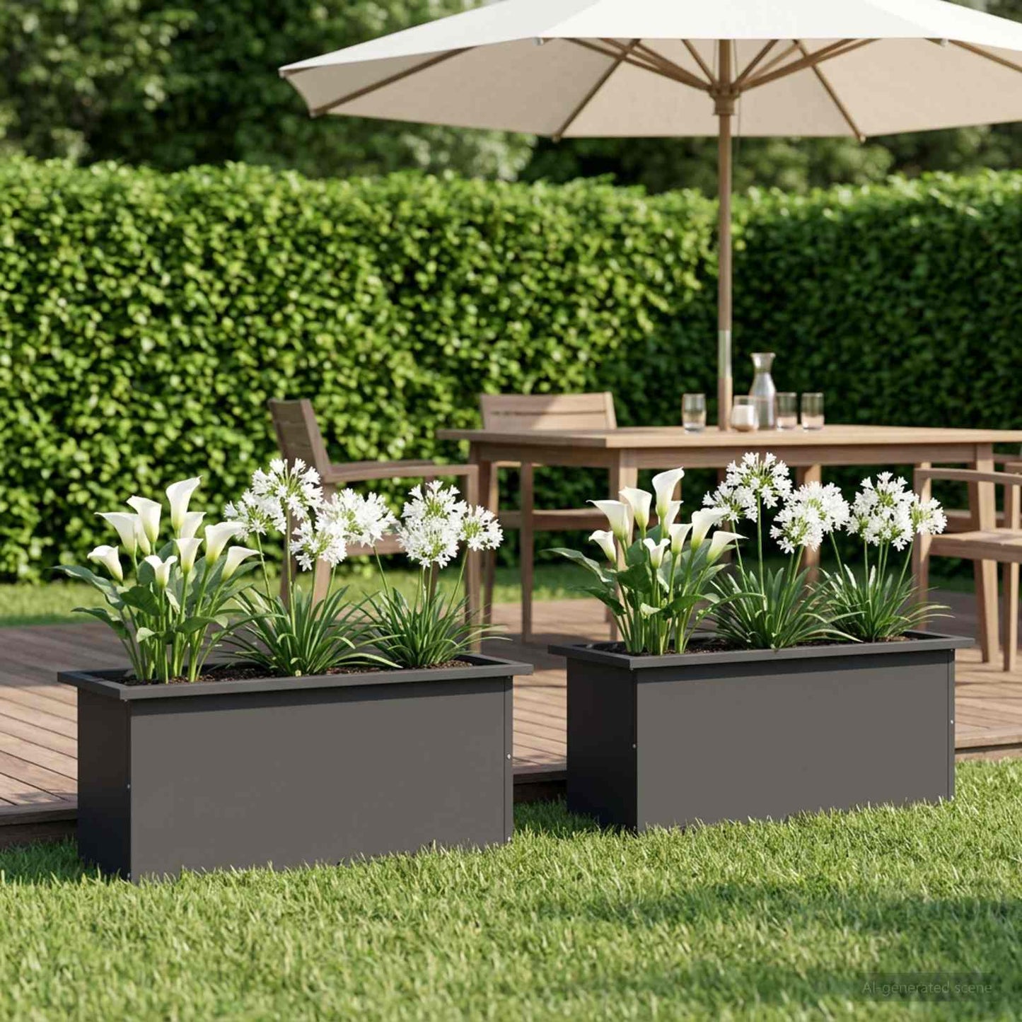 vidaXL Garden Planter with LED 2 pcs Black 30 x 80 x 30 cm Steel