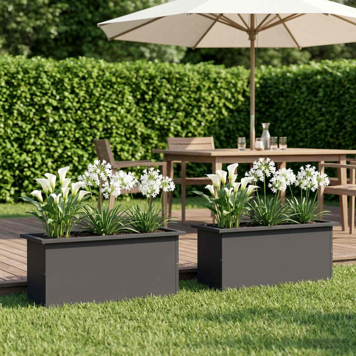 vidaXL Garden Planter with LED 2 pcs Black 30 x 80 x 30 cm Steel
