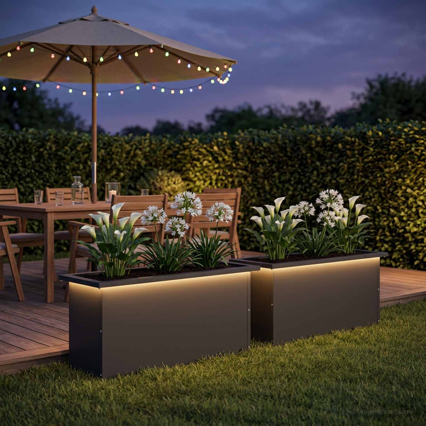 vidaXL Garden Planter with LED 2 pcs Black 30 x 80 x 30 cm Steel