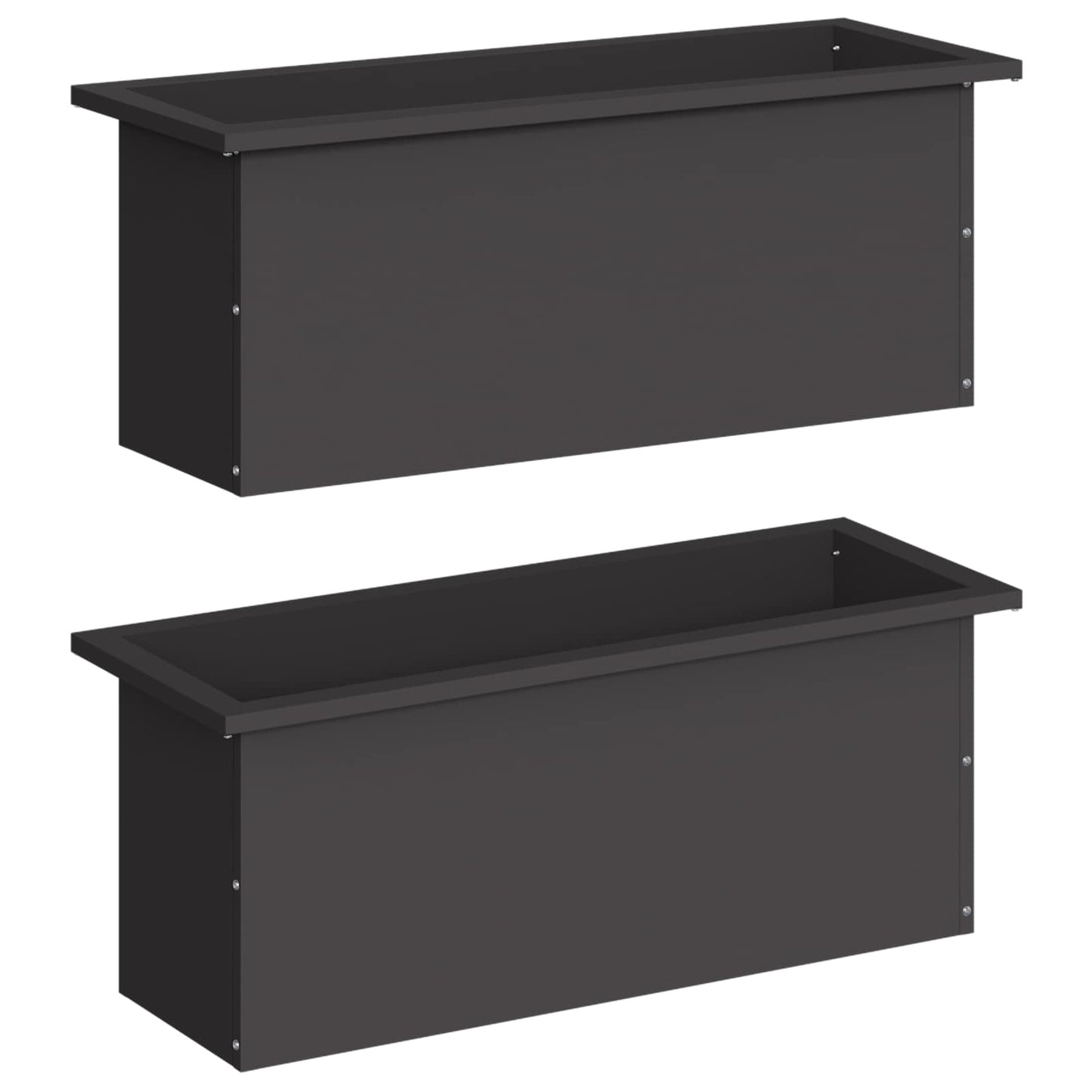 vidaXL Garden Planter with LED 2 pcs Black 30 x 80 x 30 cm Steel