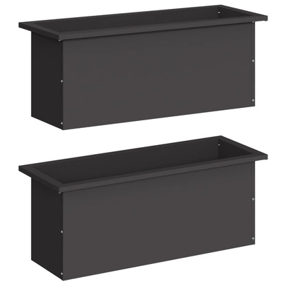 vidaXL Garden Planter with LED 2 pcs Black 30 x 80 x 30 cm Steel