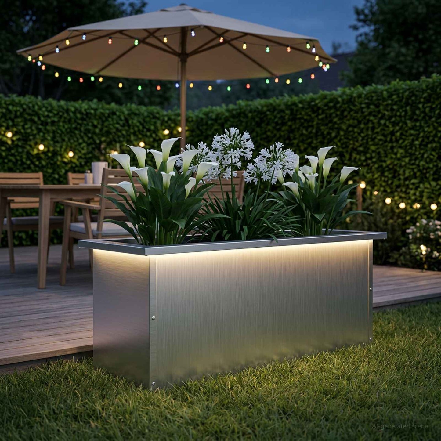 vidaXL Garden Planter with LED White 30 x 80 x 30 cm Steel