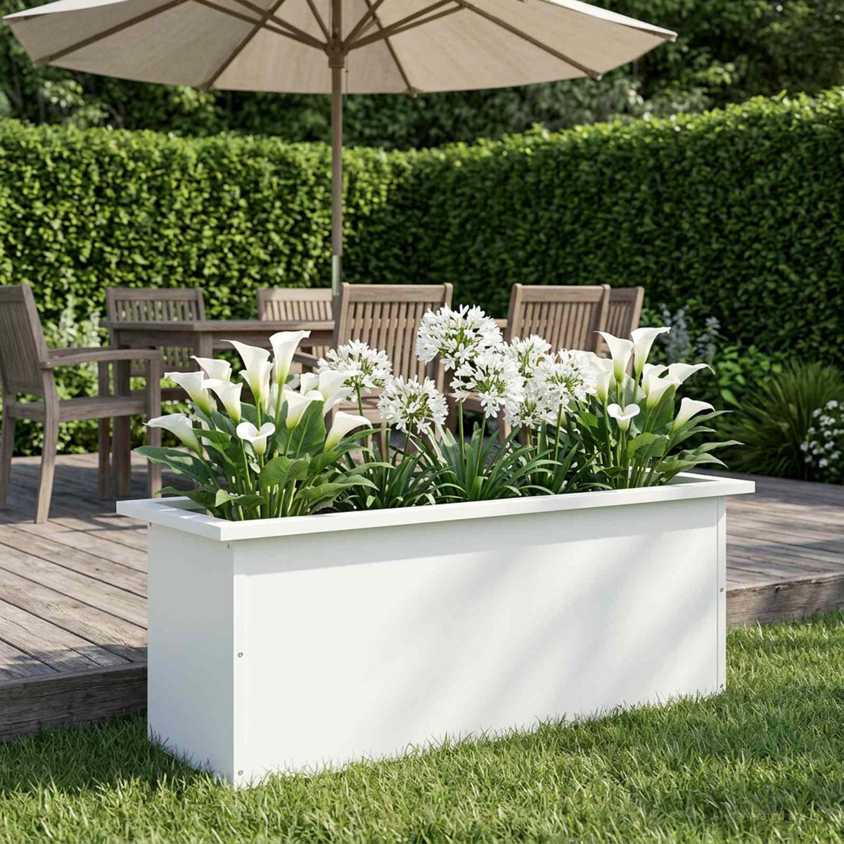 vidaXL Garden Planter with LED White 30 x 80 x 30 cm Steel